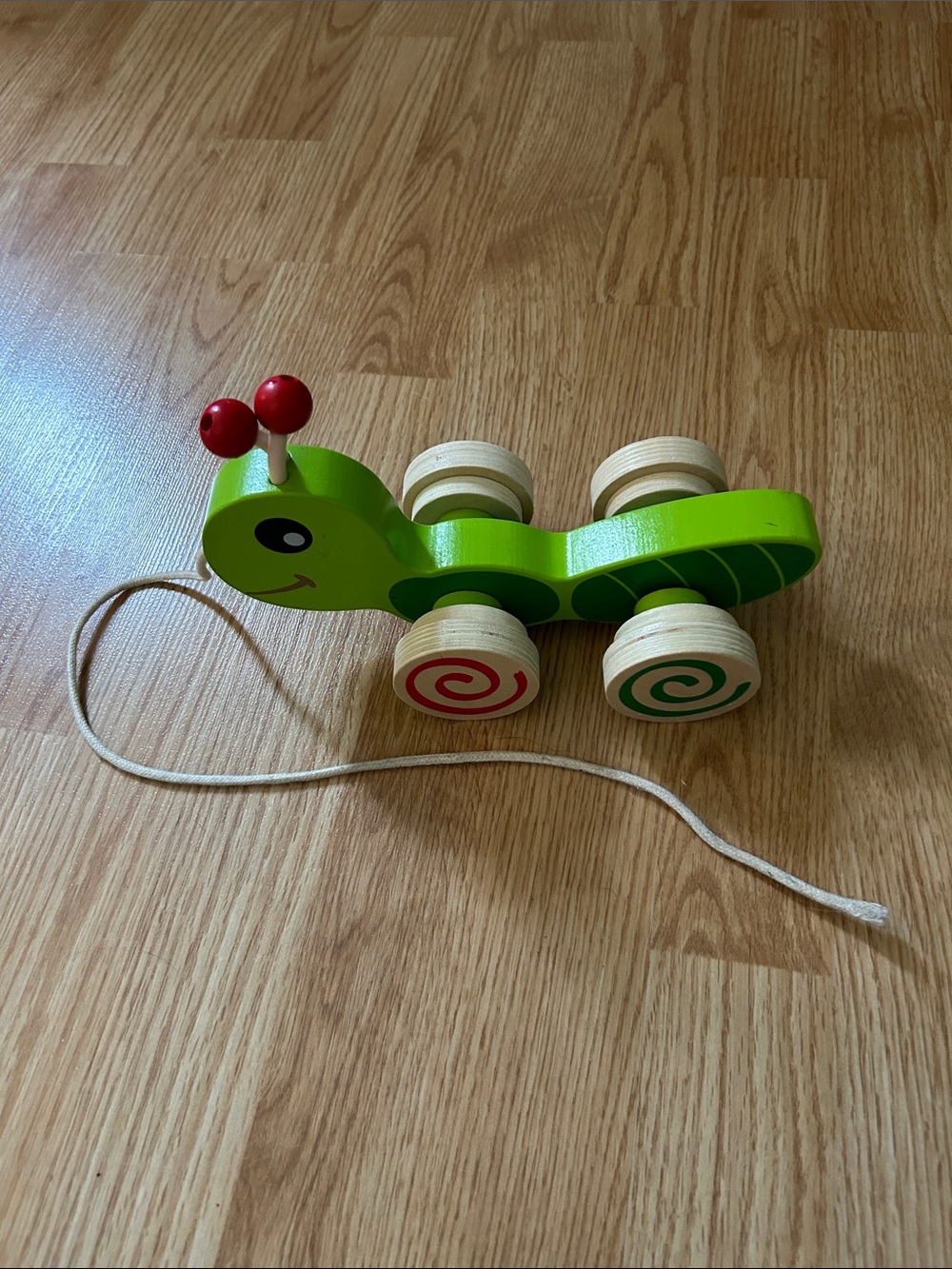 Green Wooden Caterpillar Pull Toy - Kids Toys